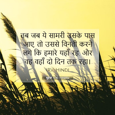 यूहन्ना 4:40 HINIRV बाइबल आयत इमेज