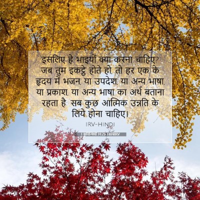 1 कुरिन्थियों 14:26 HINIRV बाइबल आयत इमेज